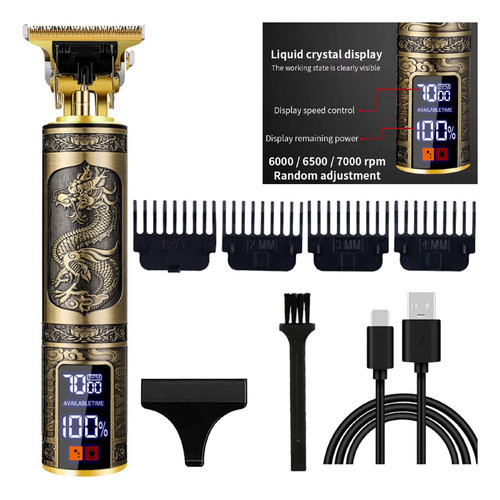 Maquina Corta Pelo Barba Afeitadora Recargable Vintage Displ 0