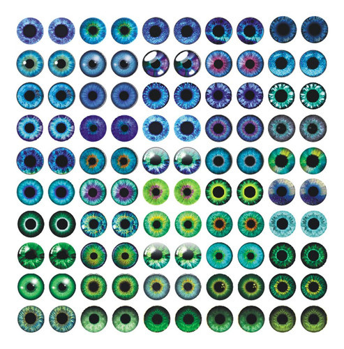 Ojos De Cristal Pupila Redonda Para Artesania 8mm 100u Az/ve 0