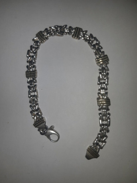Pulsera En Plata Y Oro Con Cierre Tipo Mosqueton 0