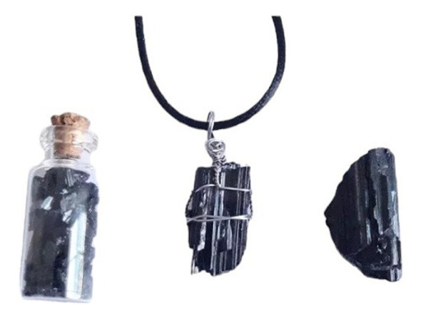 Turmalina Kit Protección. Collar + Piedra + Mini Botella 0 Turmalina Kit Protección. Collar + Piedra + Mini Botella 0