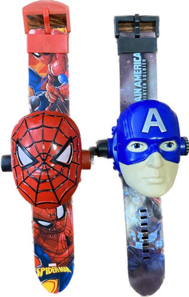 Set X 2 Reloj Proyector 24 Imagenes De Spiderman Y America 0