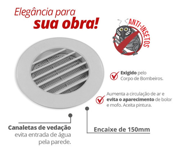 Grelha/grade De Ventilação Com Tela Redonda Durín 20934 1
