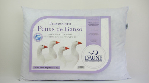 Kit 2 Travesseiros Daune 100% Pena De Ganso 50x70 Macio 1