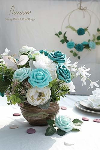 Rosas Artificiales C/tallo Realistas X25u/7.6cm/ Mix Aqua 1