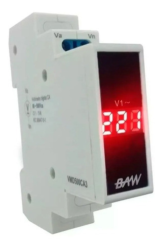 Voltimetro Digital Monofasico 1 Modulo Din Baw 0-500va 0