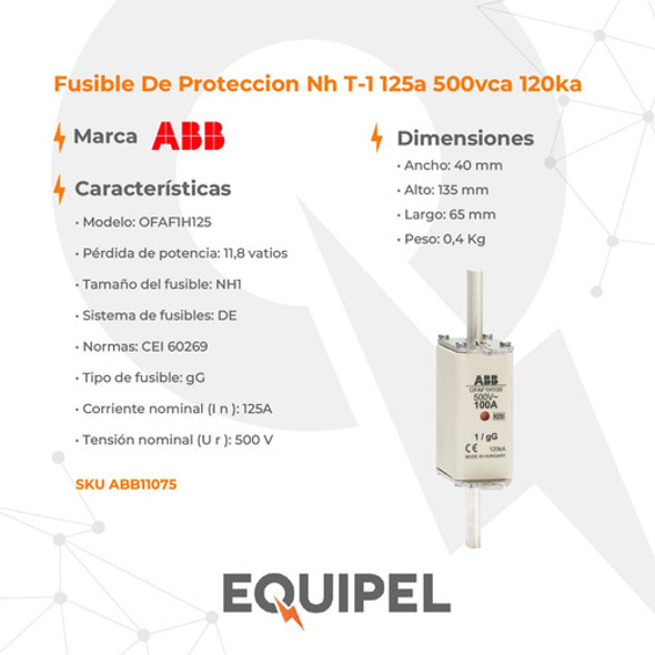 Fusible De Proteccion Nh T-1 125a 500vca 120ka 1