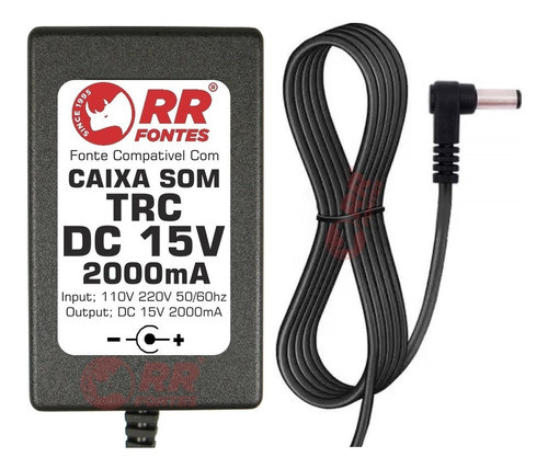 Fonte Carregador 15v P/ Caixa Amplificada Trc358 Trc359 Trc 0
