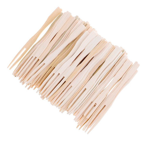 Pinchos De Madera Bamboo Mini Tenedor  9cm Catering X 1000 U 0
