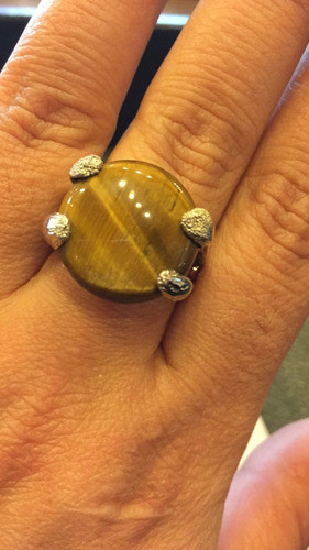 Luli Anillo Enorme Metal Piedra Ojo Tigre Importante Modelos 1