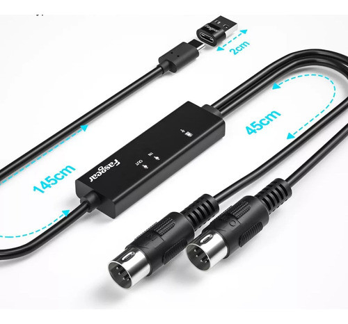Cable Interface Midi Usb  Macho 5 Pines 2m Pc Smartphone 1