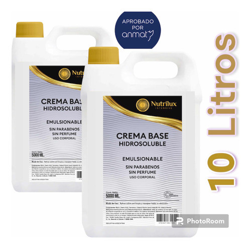 Crema Neutra  Hidrosoluble 10 Kilos S/parabenos 0