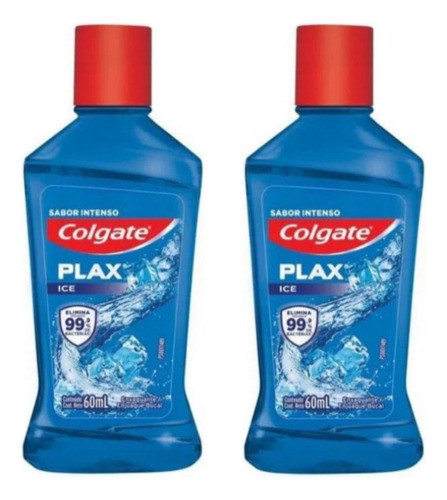 Enxaguante Bucal Colgate Plax Ice 60ml Sabor Intenso Kit C/2 0