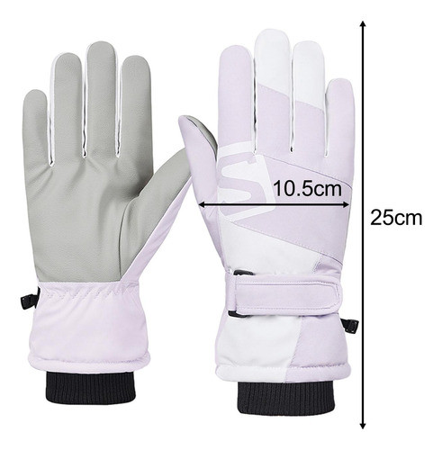 Luvas De Esqui De Inverno Quentes Espessadas Roxo Branco 1