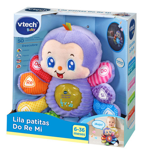 Lila Patitas Do Re Mi Arañita Peluche Interactivo Vtech Bebe 0