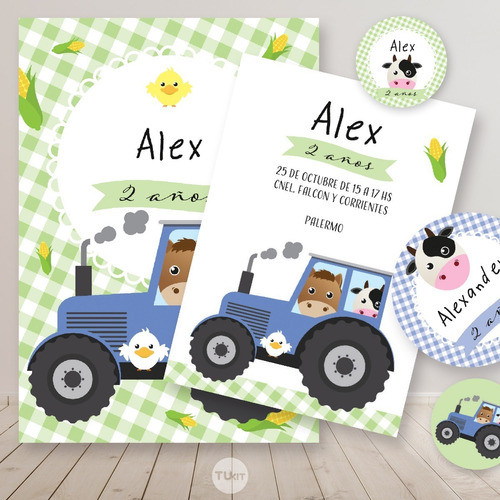 Kit Imprimible Animales De La Granja Verde Azul 1