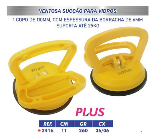 Ventosa Sucção Para Vidros 2416 Lotus Plus 1
