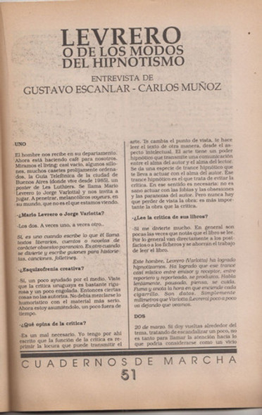 Gustavo Escanlar Entrevista A Mario Levrero En Marcha 1988 0