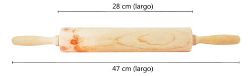 Palo De Amasar De Madera 47x4.5 Cm, Rodillo Giratorio, 11889 1