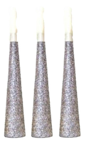 Corneta De Papel Plateada Glitter X6 Unidades 0