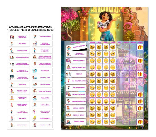 Quadro Imantado (40 Regras) De Tarefas Infantil 1