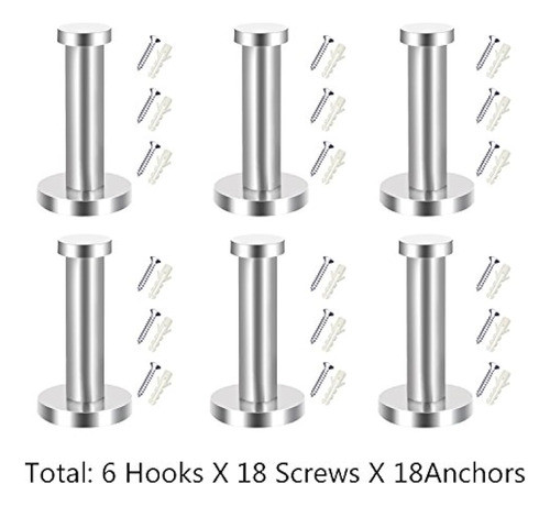 Gancho De Acero Inoxidable De 6 Piezas Para Montaje En Pared 1