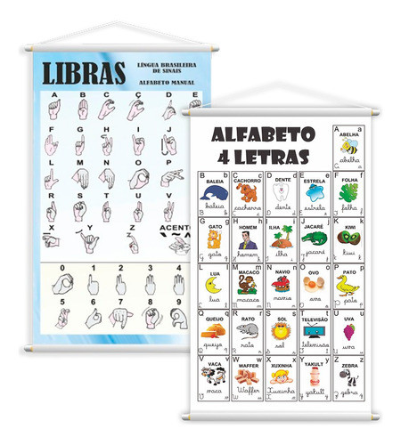 Kit 2 Banners Alfabeto 4 Letras + Alfabeto Libras - Grande 0