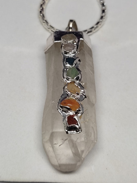 Piedra Cuarzo Cristal 6 Cms Con 7 Gemas De 7 Chakras 0