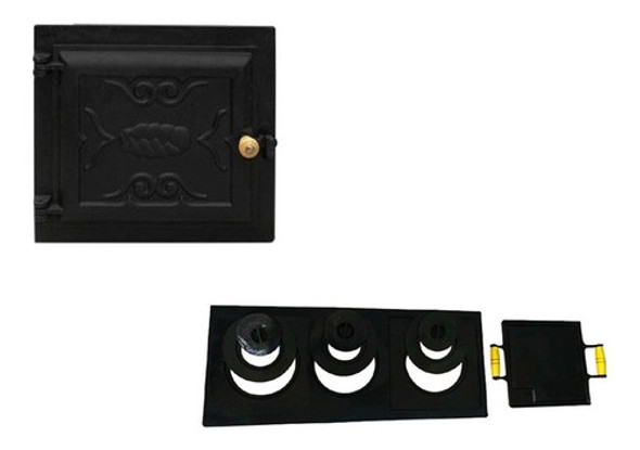 Porta Para Forno Frente De Ferro Quadrado Pequeno + Chapa 3f 0