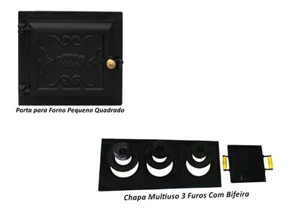 Porta Para Forno Frente De Ferro Quadrado Pequeno + Chapa 3f 1