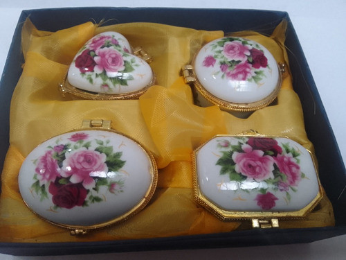 X4 Pastilleros Cofres Alhajeros De Porcelana Souvenirs 0