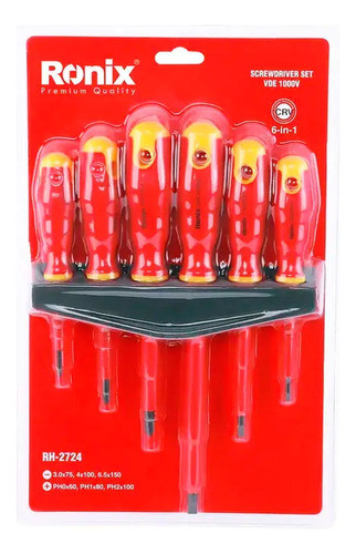 Juego De Destornilladores 1000v Ronix 6pz Rh-2724 G P 0