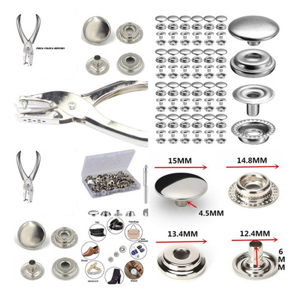 Kit Colocador +  60 Broches A Presión Ideal Jean , Cuero , 0