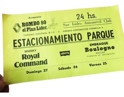 Ticket Entrada Auto Carrera Insignia Automovil Club F4 Tn 0