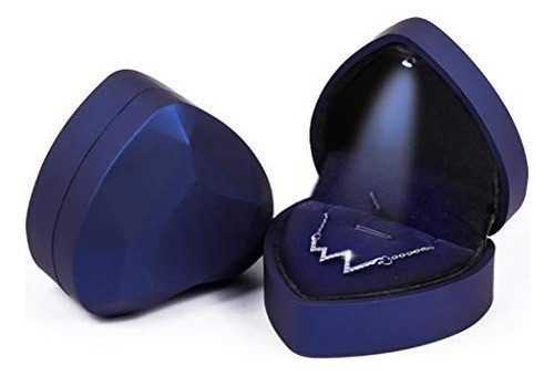 Estuche Caja Corazon Para Collar Boda Con Led - Azul 0