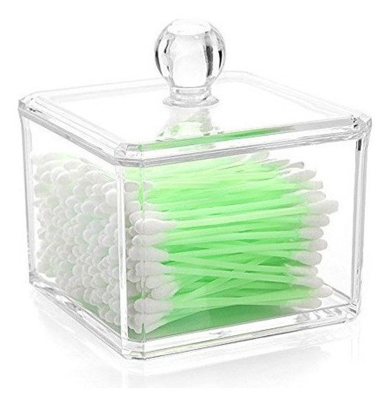 Richboom Clear Acrylic Q-tips Esponjas De Algodón Soporte De 1