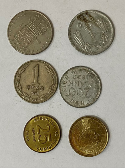 6 Monedas Suecia Chile Filipinas Alemania México 1m362 1