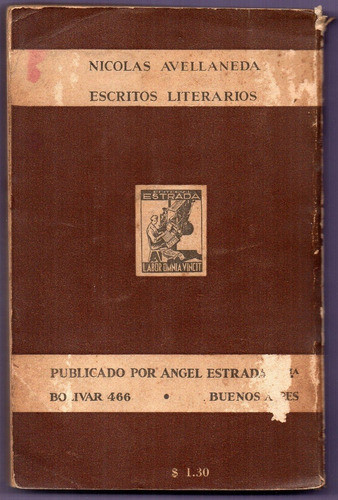Libro Escritos Literarios De N. Avellaneda 1