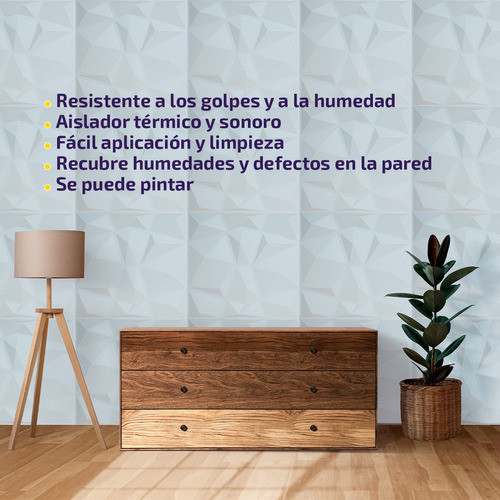 Placa Panel Pvc 3d Antihumedad Pared X 2 M2 Rombos - Rex 1