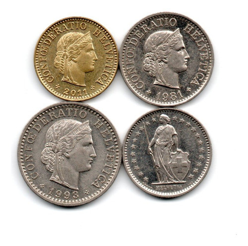 Suiza Lote 4 Monedas 5 Rappen A 1/2 Franco Excelentes 0