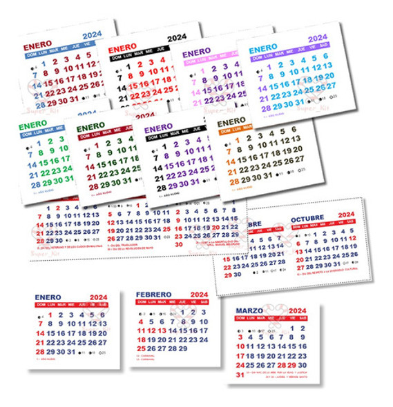 Kit Imprimible Calendario 2024 Mignon Editable + Promo 2x1 0