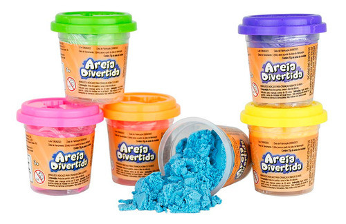 Areia Massinha Sensorial Cinética Modelagem 6 Potes 420g 0