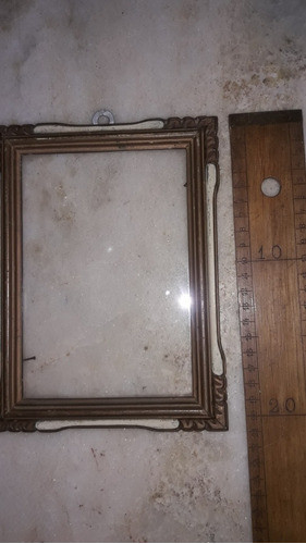 Antiguo Marco,cuadro Madera Trabajada C/vidrio Y Gancho 1