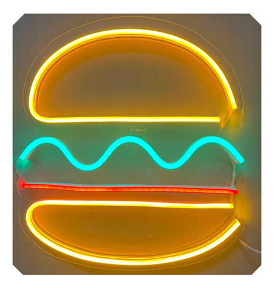 Cartel Neón Led Hamburguesa - Base Acrílico 1