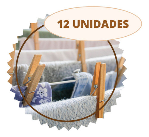 12 Prendedores Madeira Para Roupas E Artesanato - Pregador 0