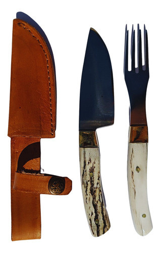 Cuchillo Artesanal Juego Parrillero Verijero Con Asta 0