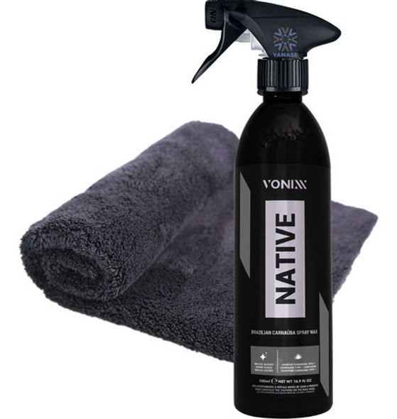 Cera Spray Automotiva Native + Pano Microfibra 410gsm Vonixx 0