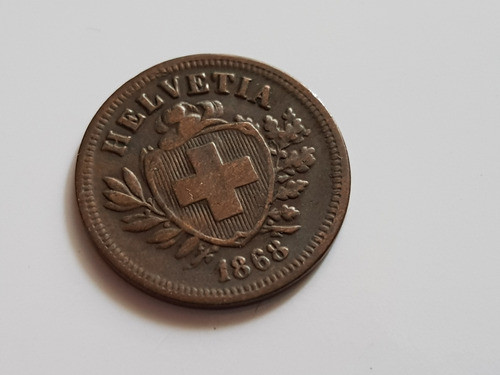 Moneda 1868 Suiza Unica Rara 1 Cent Franco Helvetia Coleccio 0