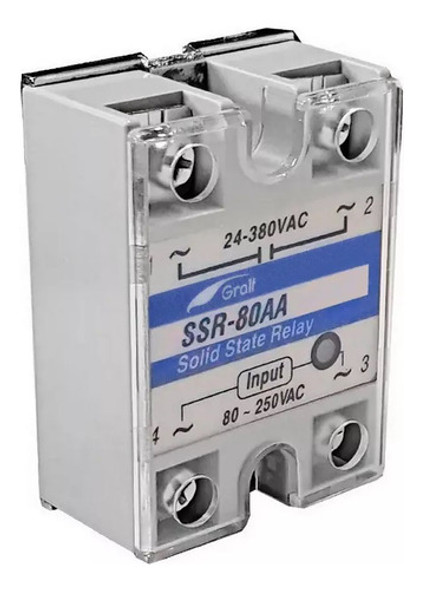 Relé Estado Solido 80-250vac 24-380vac Relay 80a 0