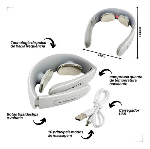 Massageador De Pescoço Com Carregador Usb Em Formato Tiara 1