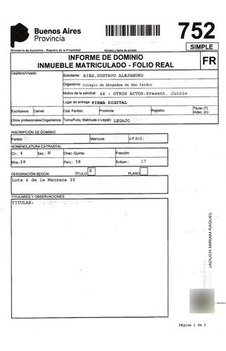 Informes Dominio Inmueble - Inhibición - Tramite Simple 0